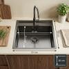 Pure.Sink Luxion Gun metal sink 51x50 cm Tapwing with tap hole PLX5150T-61